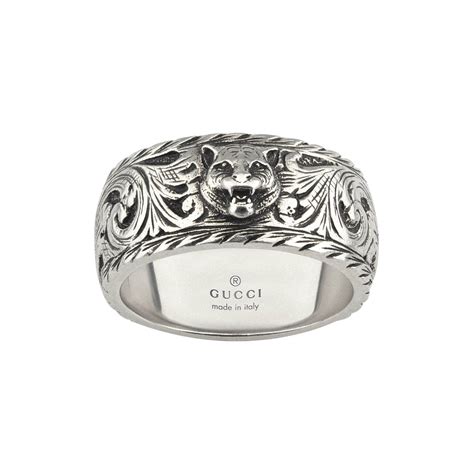 gucci feline head ring 2100|Thin silver ring with feline head .